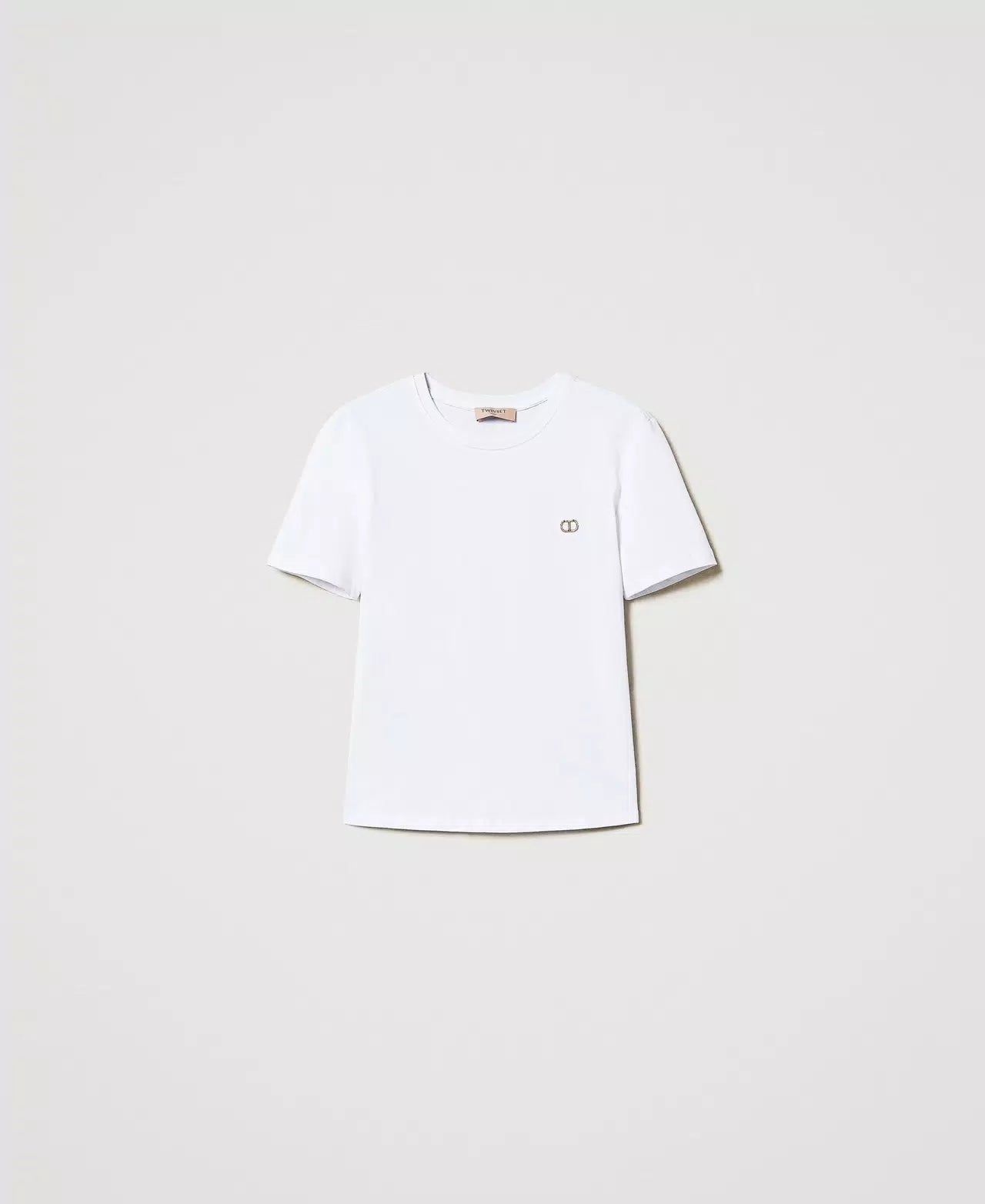 Twinset T-shirt donna con placchetta Oval T strass 251TP2074
