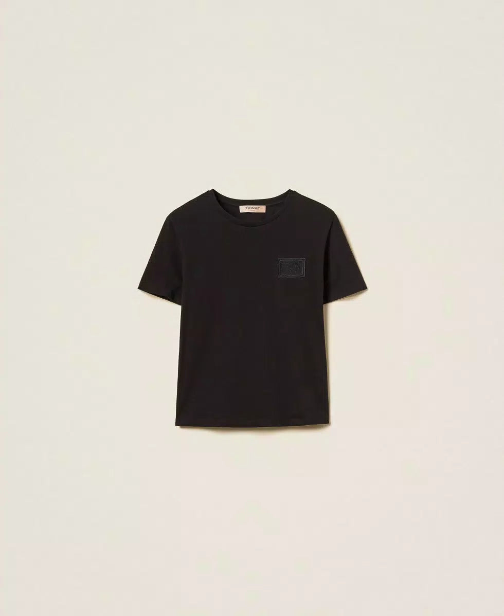 Twinset T-shirt donna regular con ricamo e logo