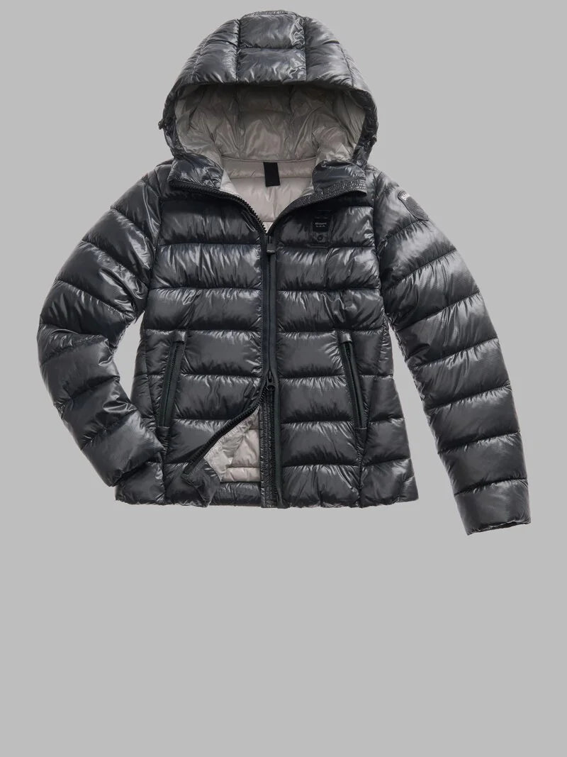 Blauer Giubbino donna Carrol in nylon micro rip idrorepellente con cappuccio