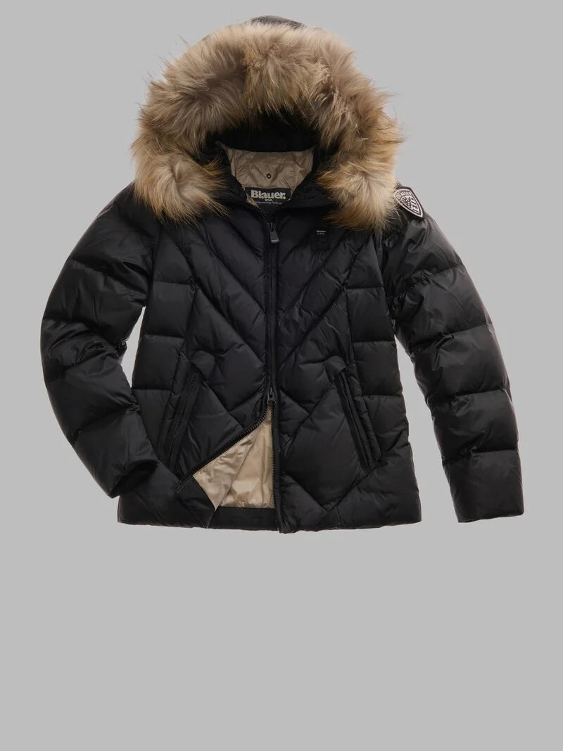 Blauer giubbino donna a linee geometriche Alicia
25WBLDC03097-006047 999EI