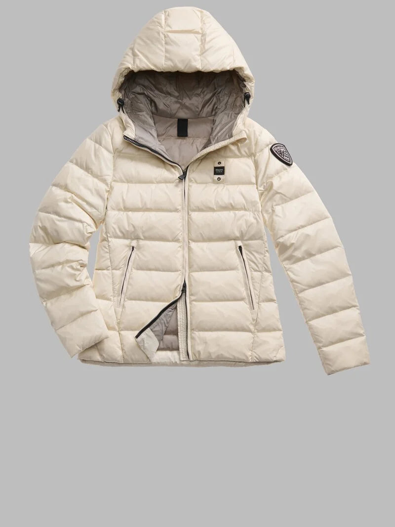 Blauer Piumino donna Charme sfiancato in nylon lucido con cappuccio fisso