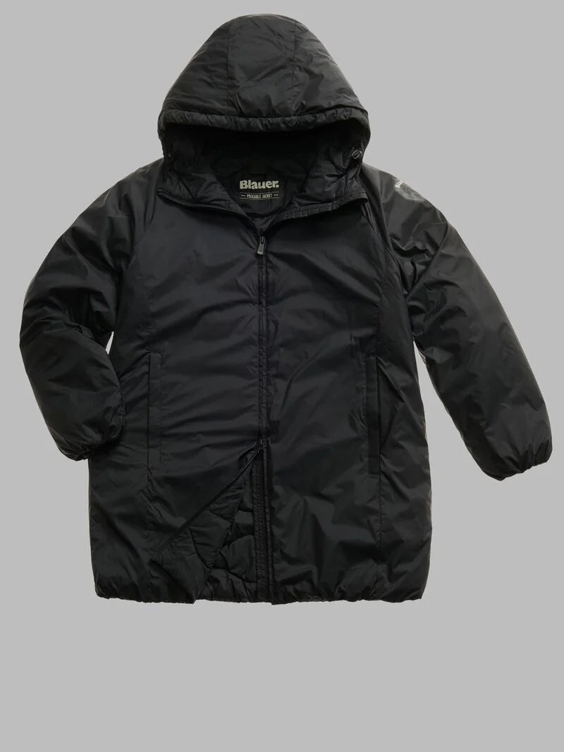 Blauer Giubbino donna Symphonia lungo impacchettabile con cappuccio