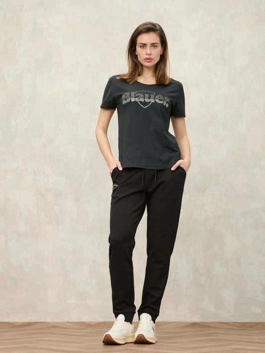 Pantaloni in felpa Donna Blauer Madison felpa con coulisse e logo – Nero