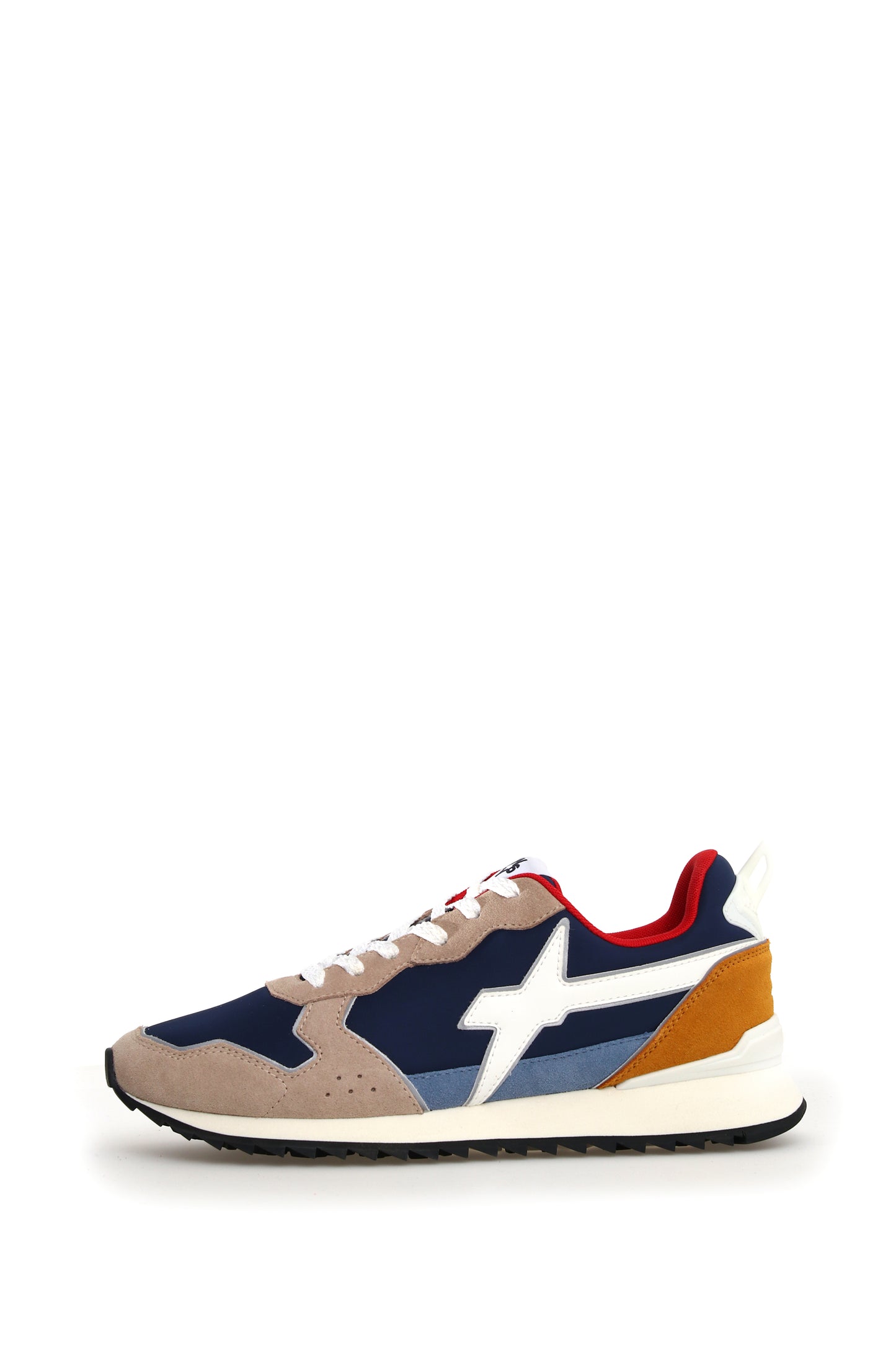 W6yz men's shoes JET-M. - Sneakers in technical fabric and suede - Beige-Blue