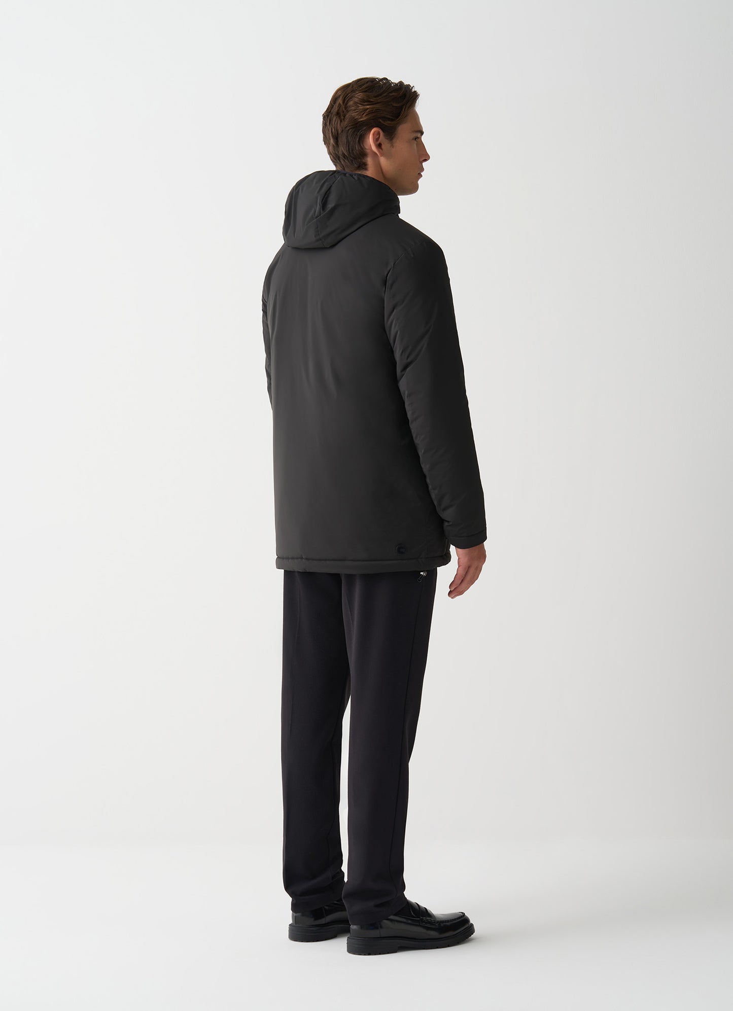 Colmar Giacca lunga uomo stretch nera autunnale con cappuccio fisso
