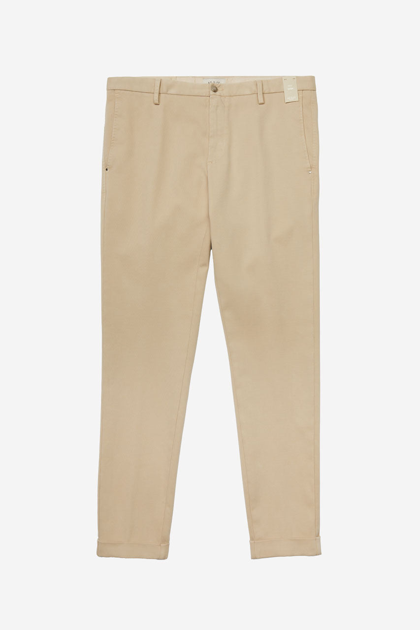 At.p.co Pantalone uomo Sasa chino slim fit in cotone stretch ecru con risvolto