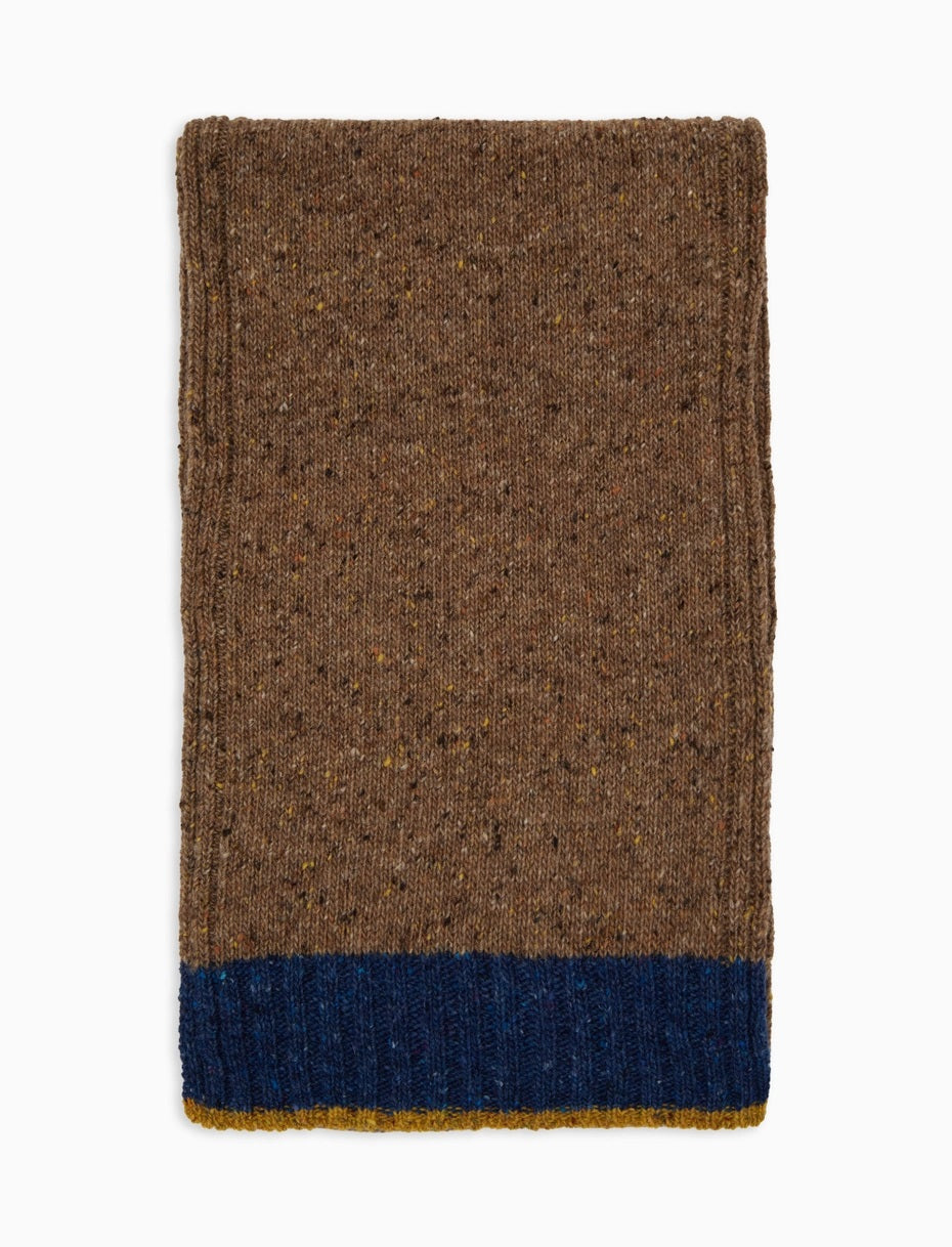 Gallo Sciarpa uomo lana beige tinta unita con bordo in contrasto