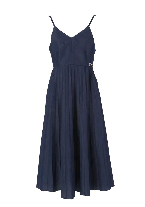 Fracomina Abito donna mini dress plisse' bluedenim