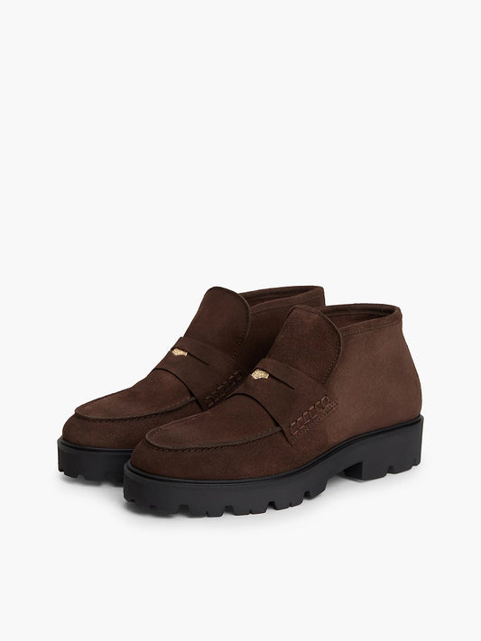 Tommy Hilfiger scarpe donna Polacchini in pelle scamosciata con logo TH FW0FW09680GUG