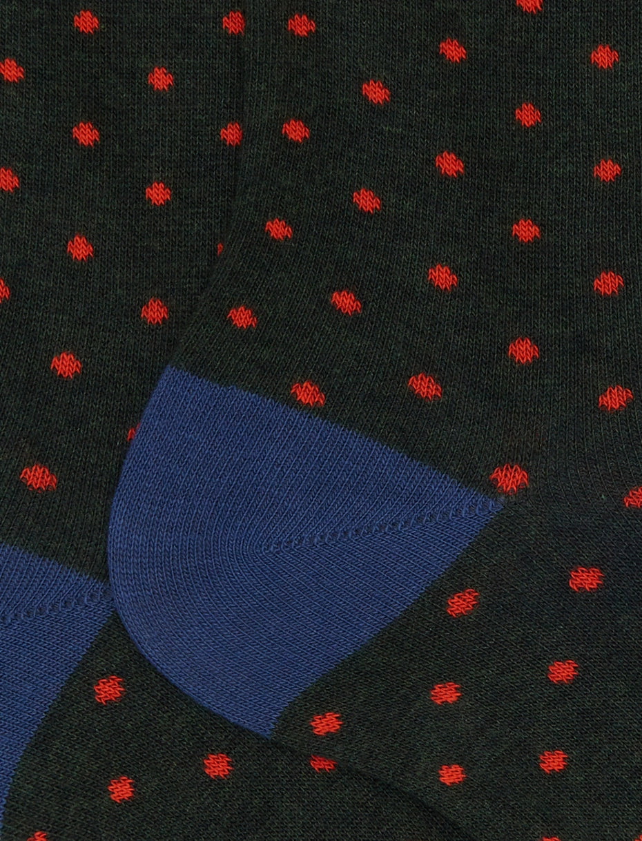 Gallo calze uomo corte corte cotone verde fantasia pois AP103014 32654