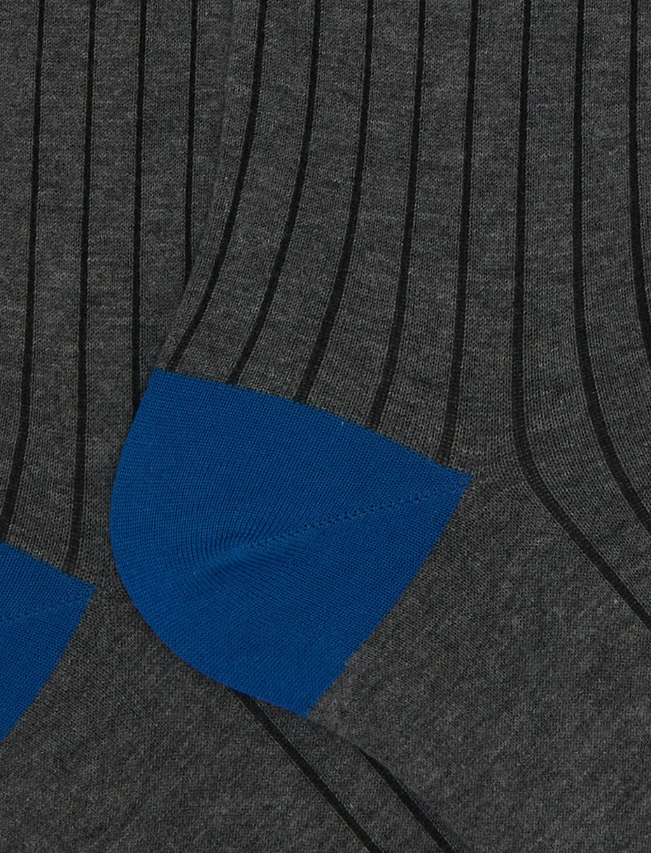 Gallo calze uomo lunghe cotone blu tinta unita con contrasti AP511053 12279