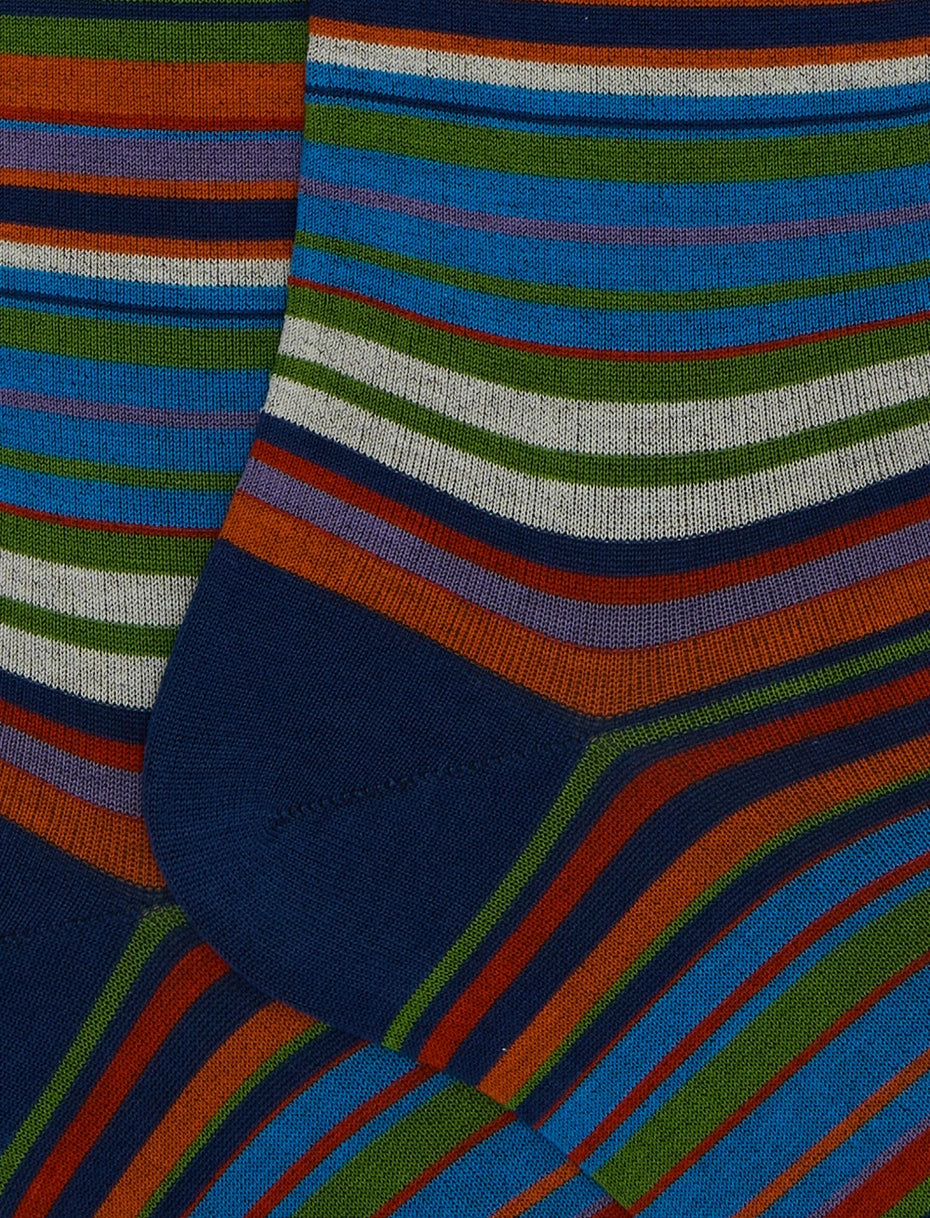 Gallo Calze uomo lunghe cotone righe sottilissime 7 colore blu