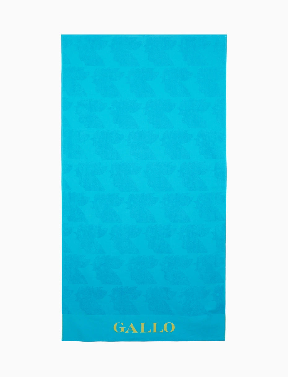 Telo Mare Unisex in Cotone Tinta Unita con Logo Gallo