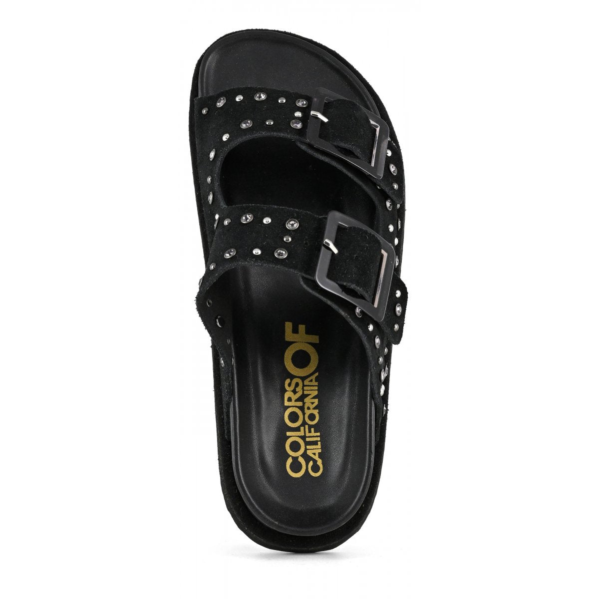 Colors of California Sandalo pelle scamosciata con strass scarpe donna HC.BIOW05/BLA