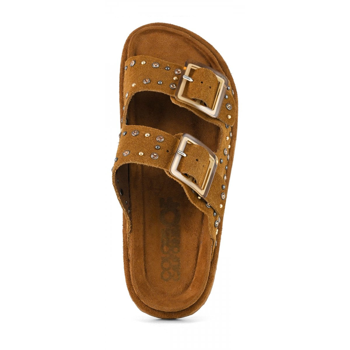 Colors of California Sandalo pelle scamosciata con strass scarpe donna HC.BIOW05/TAN