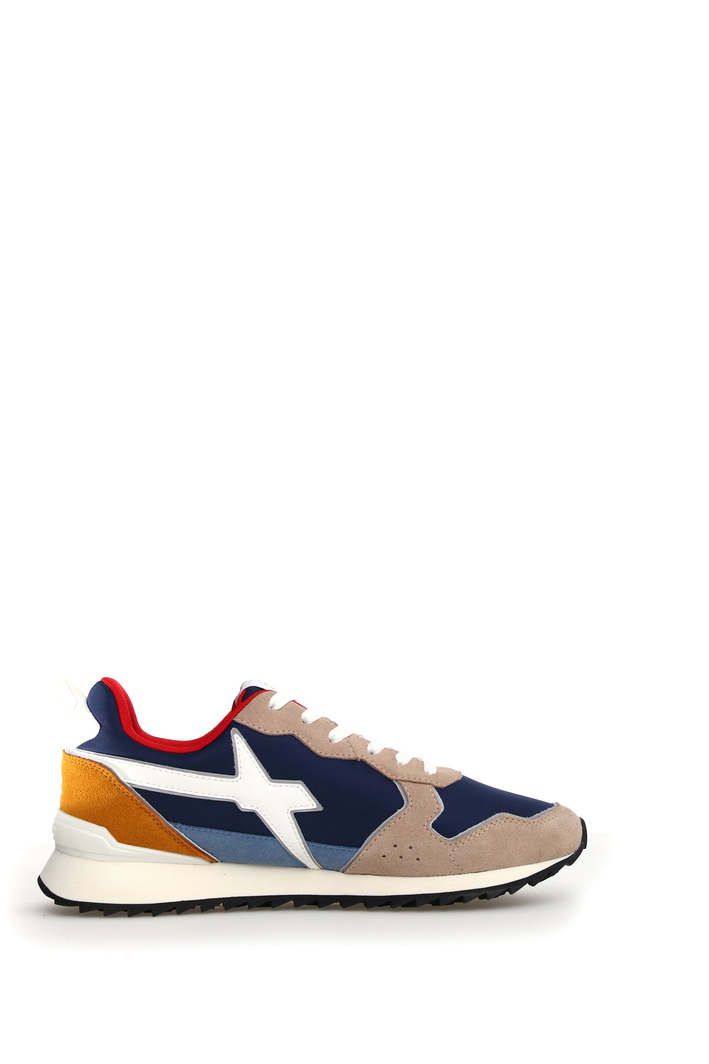W6yz men's shoes JET-M. - Sneakers in technical fabric and suede - Beige-Blue