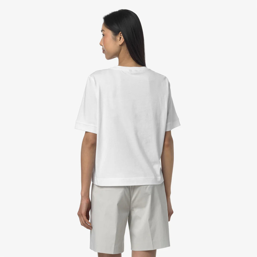 K-WAY T-Shirt donna Casual in Cotone Donna Grigia e Bianca per Uso Quotidiano