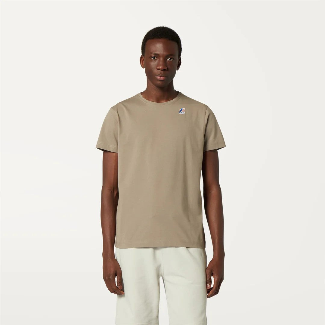 K-WAY T-Shirt unisex in Cotone Pieghevole Unisex beige con Logo - Le vrai Edouard