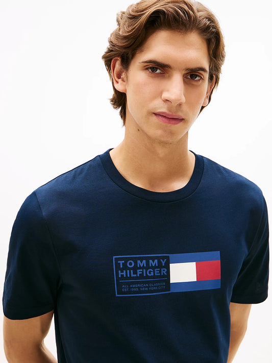 tommy hilfiger t shirt uomo blu dettaglio logo nyc