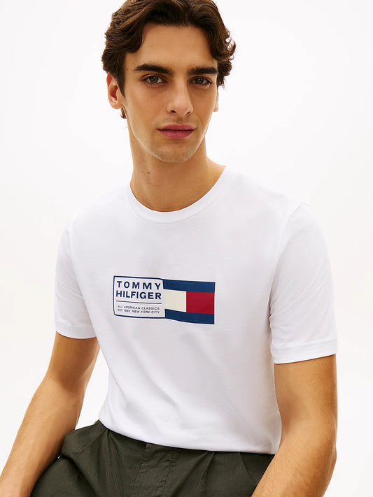 maglietta uomo Tommy Hilfiger cotone bianco regular fit