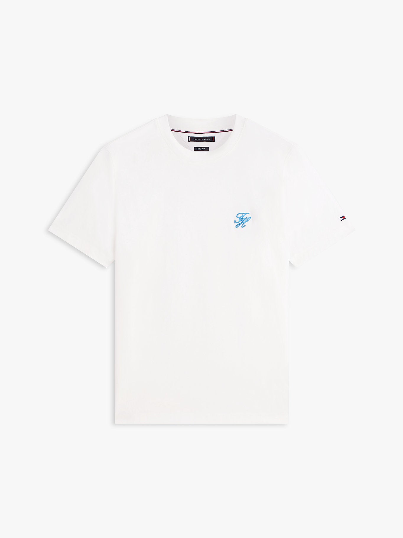T-shirt uomo Tommy Hilfiger in cotone mercerizzato con logo ricamato bianca MW0MW43066YBL