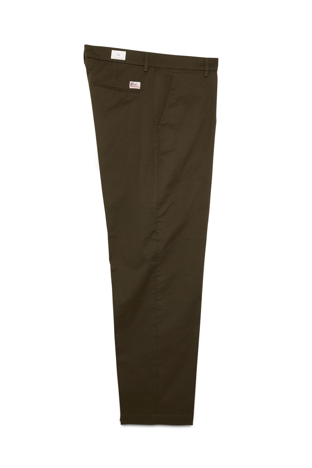 Roy Roger's Starck chino Pantalone uomo in gabardina elasticizzata washed verde militare regular fit