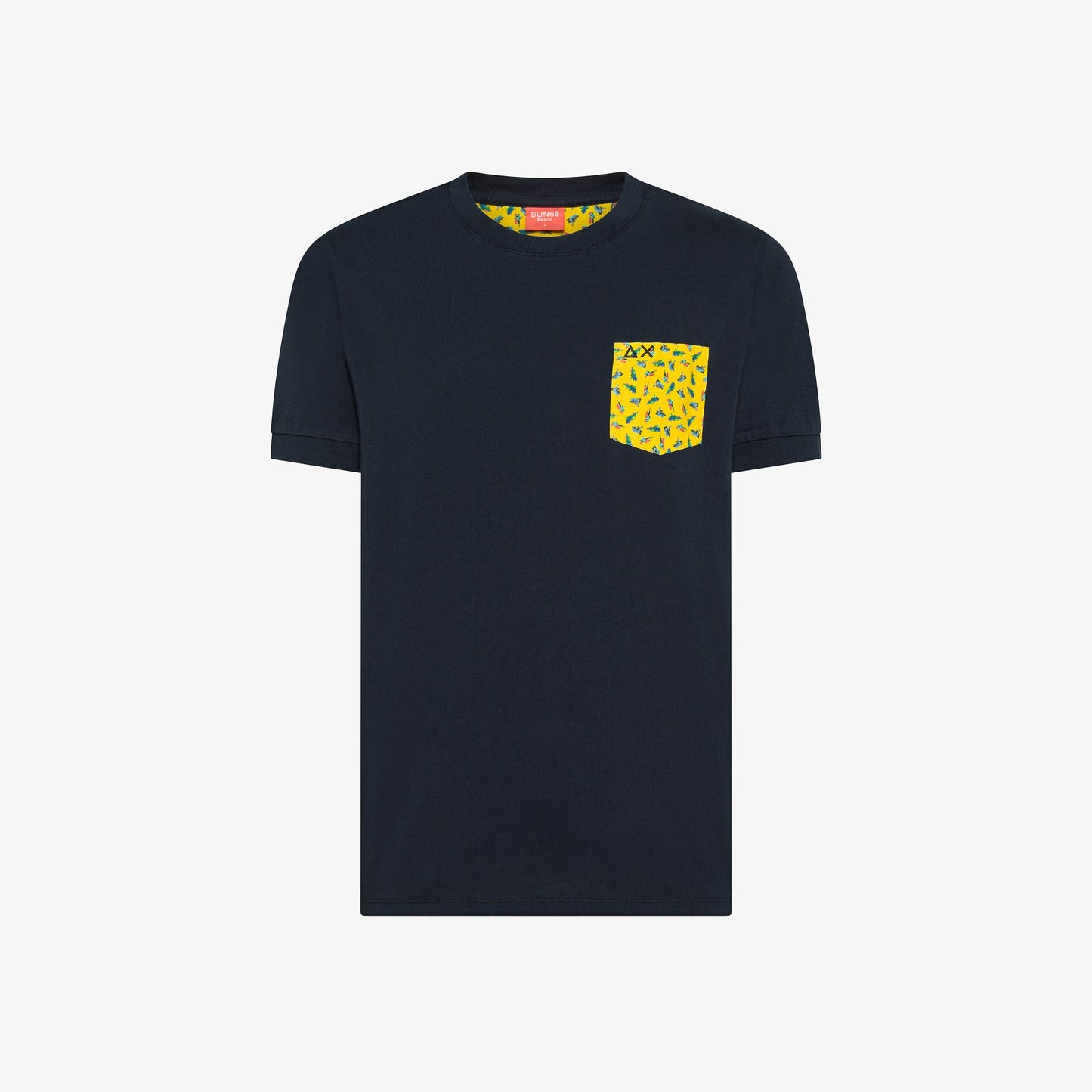 t shirt uomo sun68 blu navy taschino giallo