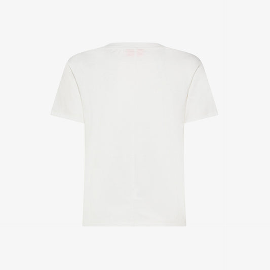 T-shirt donna Sun68 bianco panna special dyed in cotone con ricamo fluo