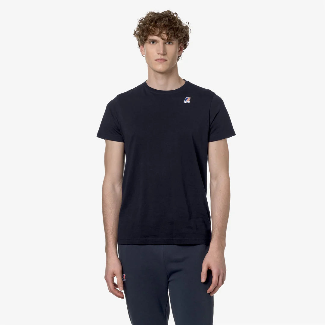 K-WAY T-Shirt unisex in Cotone Pieghevole Unisex blu con Logo - Le vrai Edouard