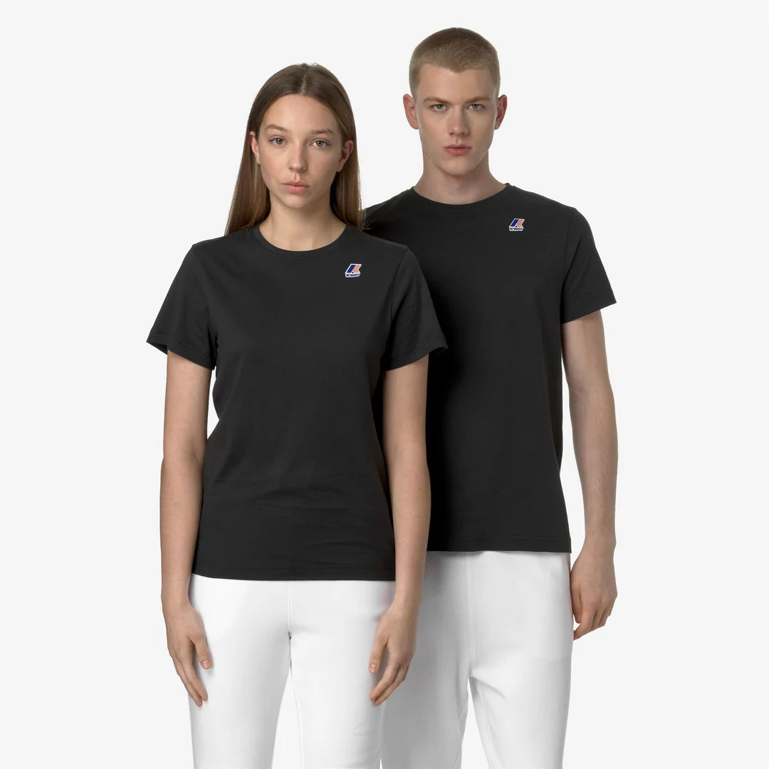K-WAY T-Shirt unisex in Cotone Pieghevole Unisex nero con Logo - Le vrai Edouard