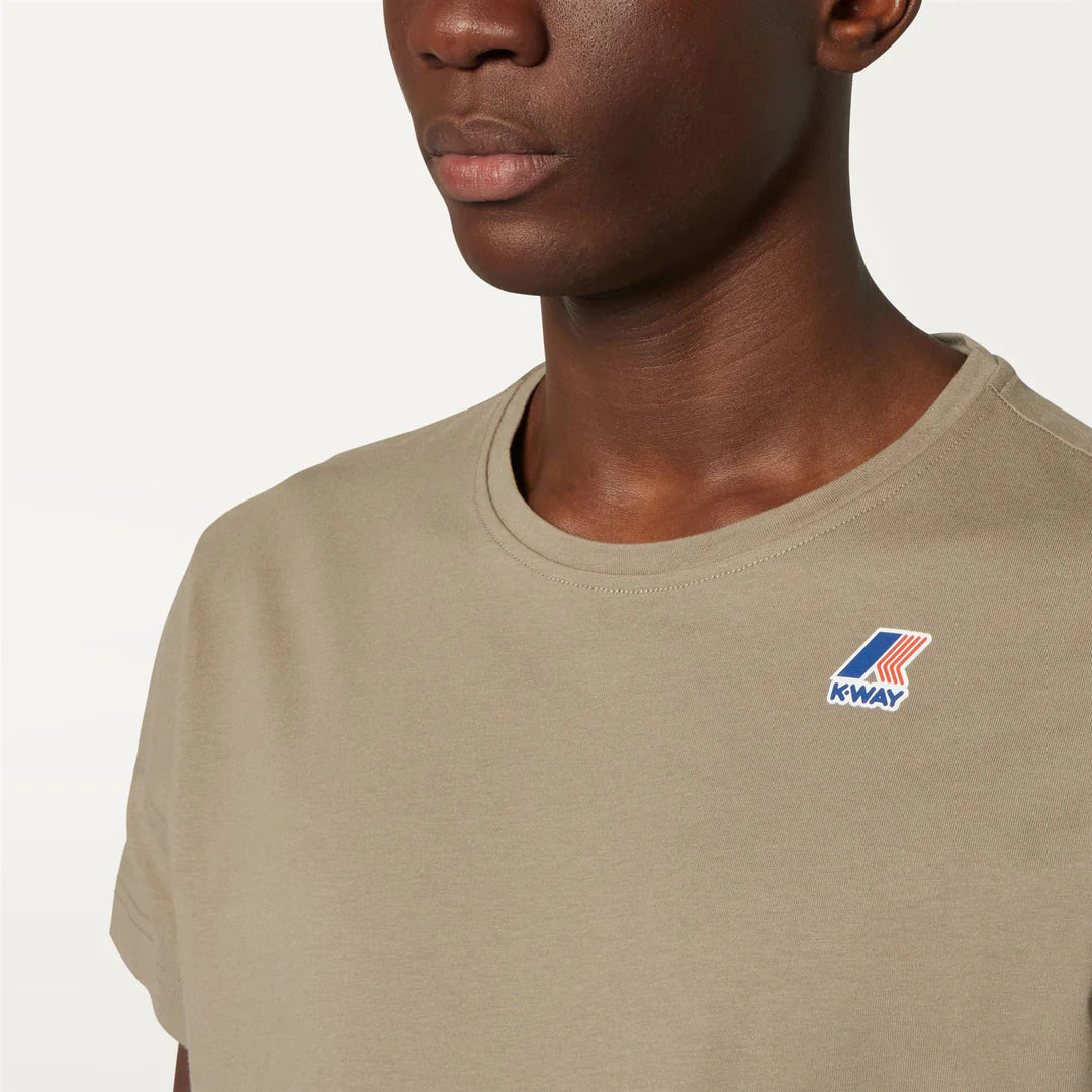 K-WAY T-Shirt unisex in Cotone Pieghevole Unisex beige con Logo - Le vrai Edouard