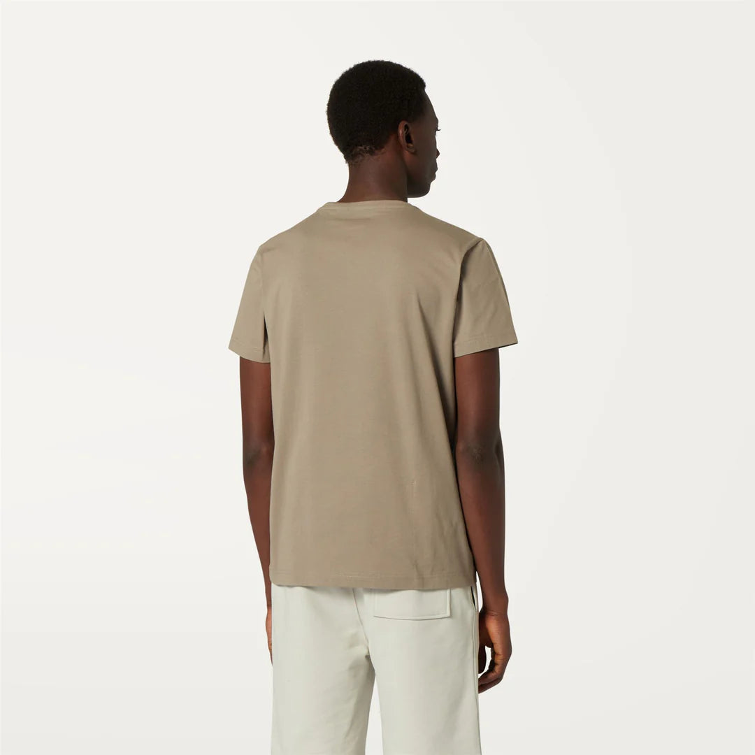 K-WAY T-Shirt unisex in Cotone Pieghevole Unisex beige con Logo - Le vrai Edouard