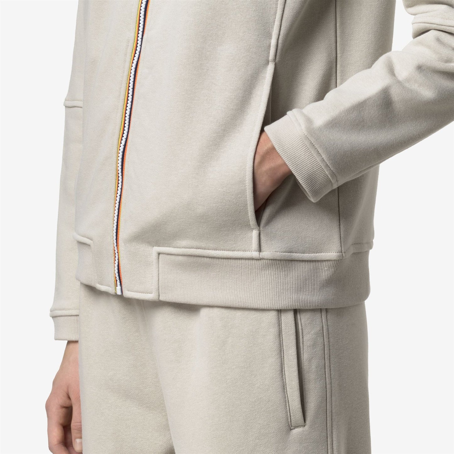 k-way prosper felpa unisex beige dettaglio zip e tasca