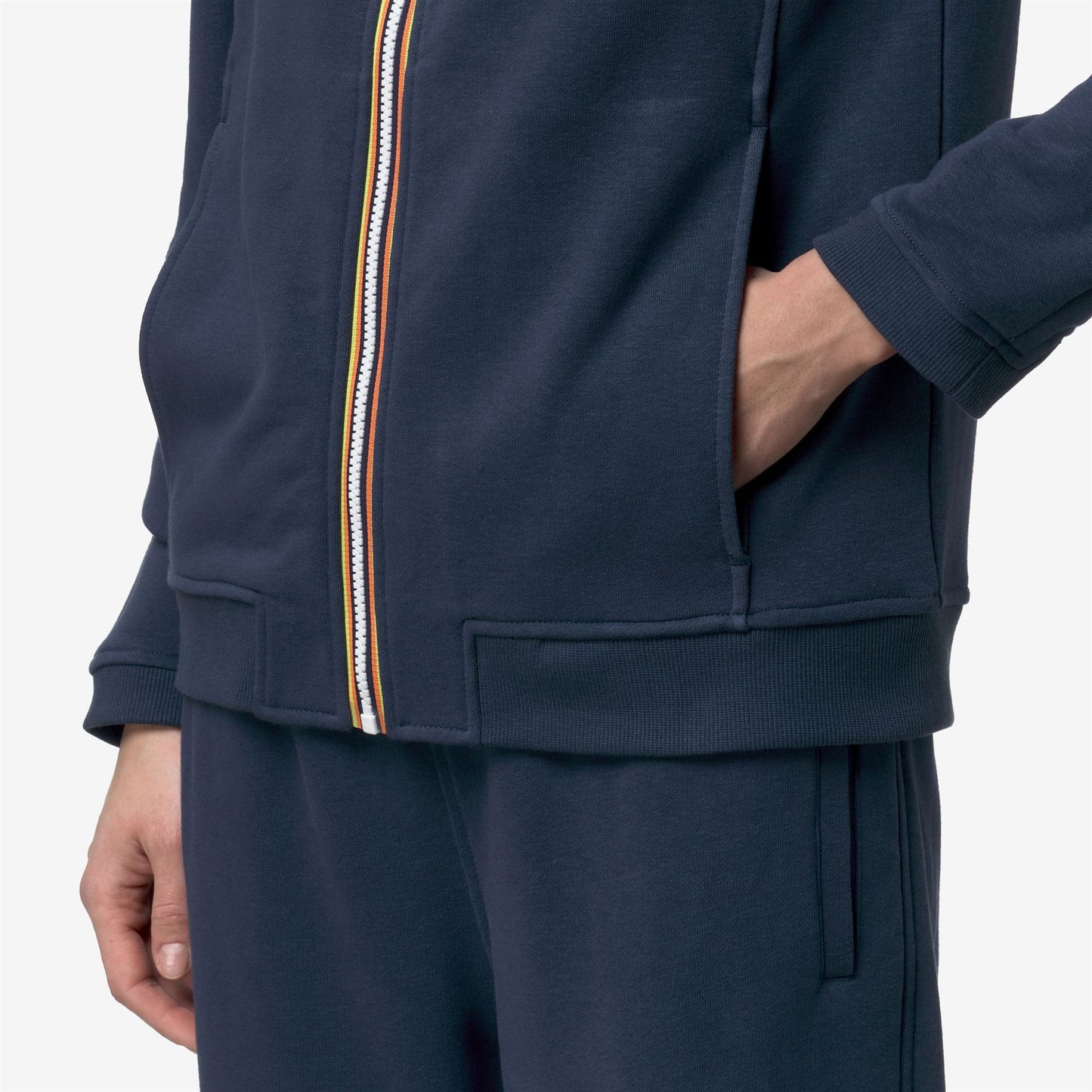 k-way prosper felpa unisex blu dettaglio zip e tasca