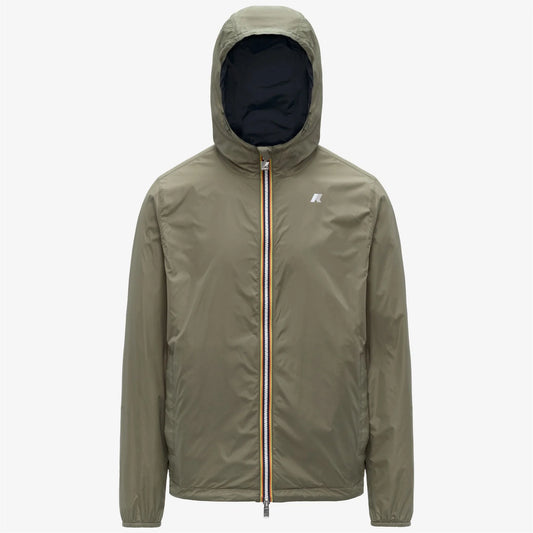 Giacca K-Way uomo reversibile verde blu con cappuccio