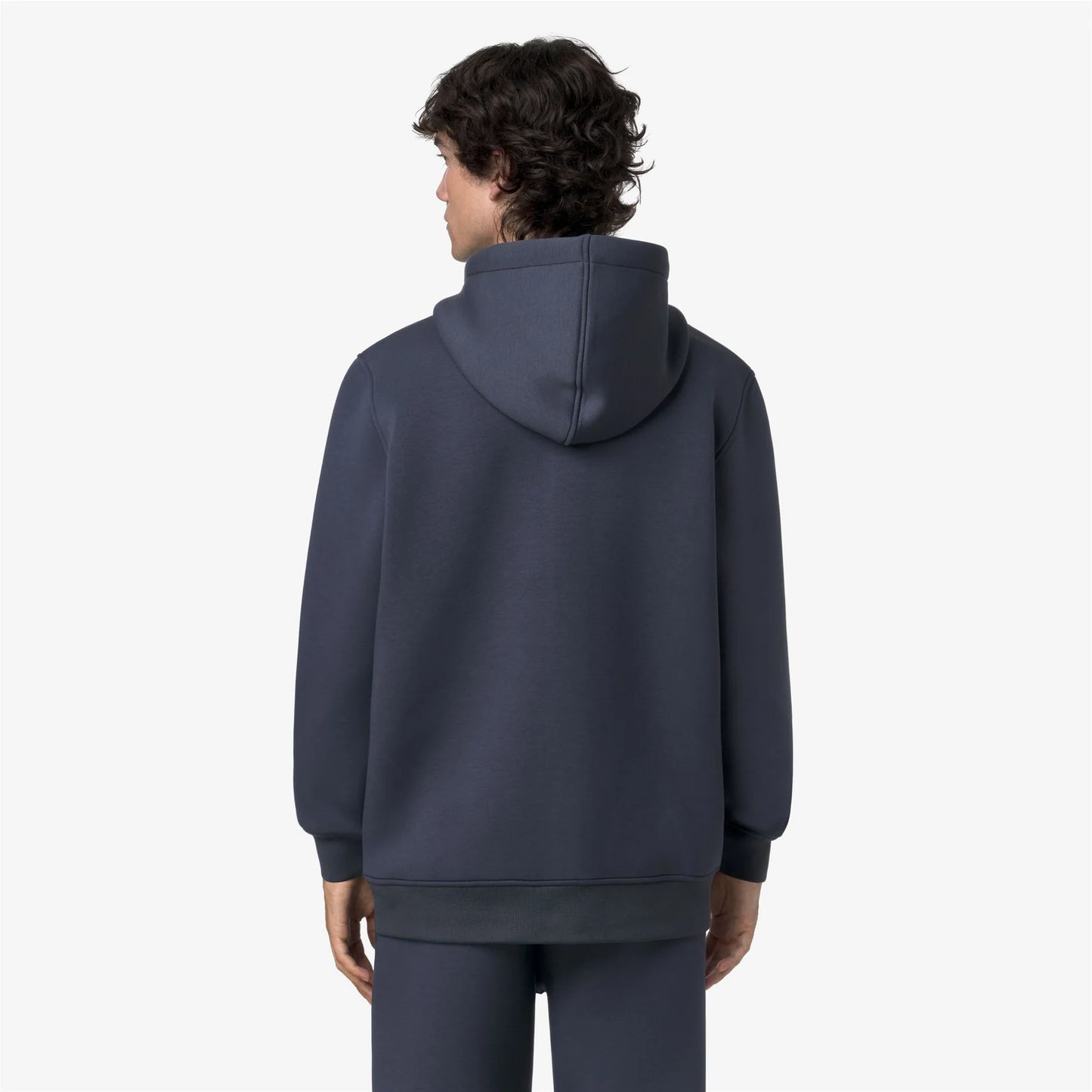 K-WAY Giacca felpa uomo in pile da uomo blu avio con cappuccio regolabile