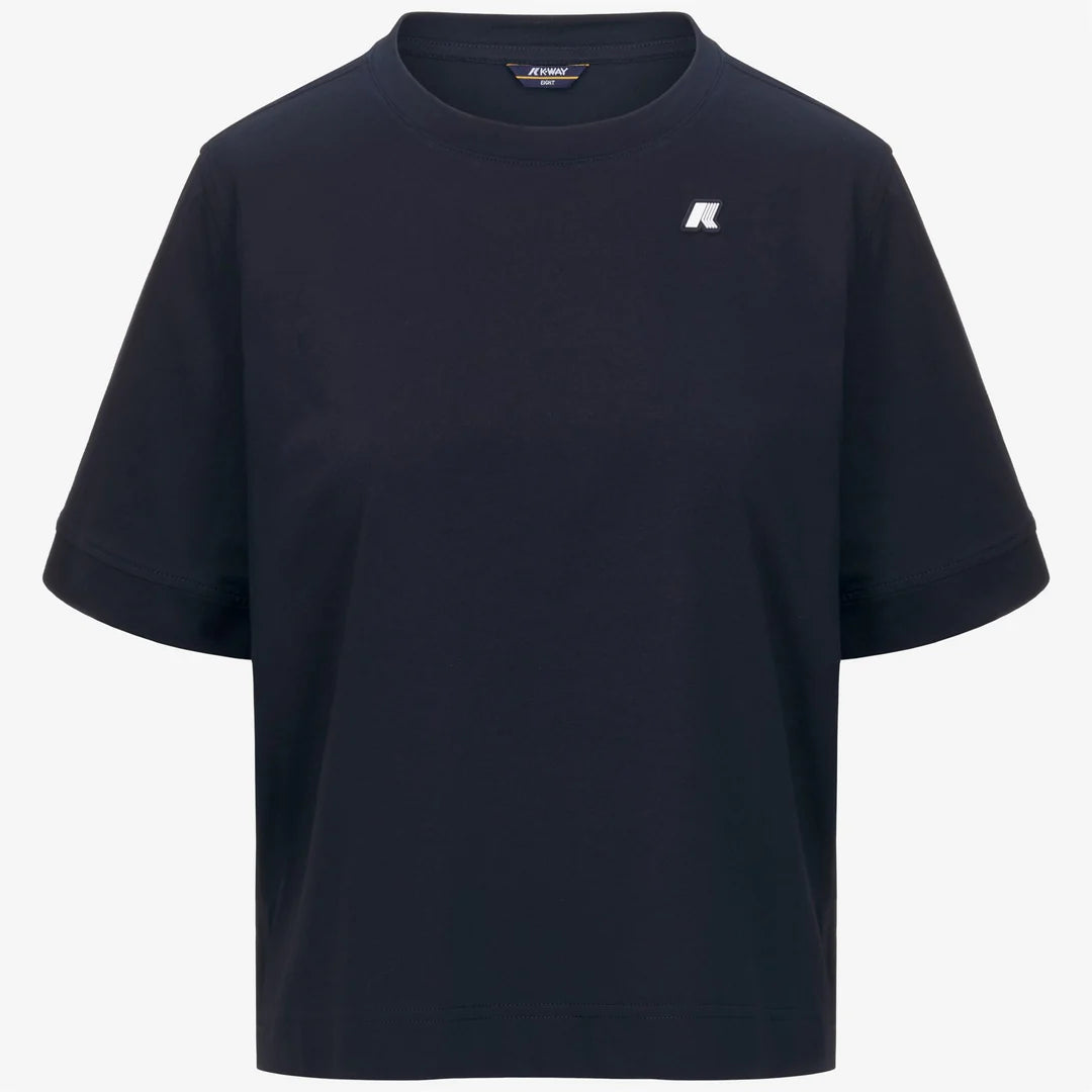 K-WAY T-Shirt donna in Cotone Donna A Taglio Boxy Blu Baby per Uso Quotidiano