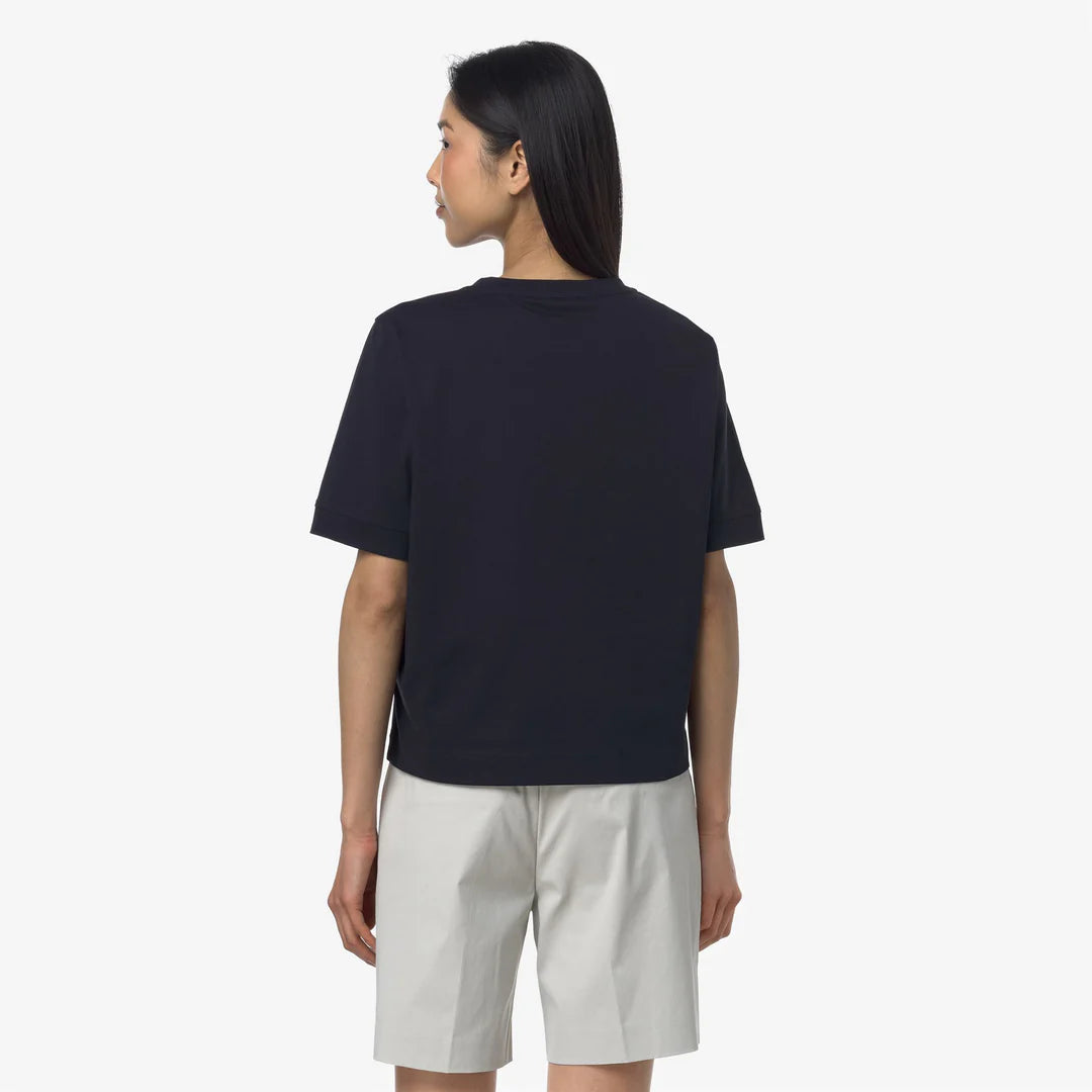 K-WAY T-Shirt donna in Cotone Donna A Taglio Boxy Blu Baby per Uso Quotidiano
