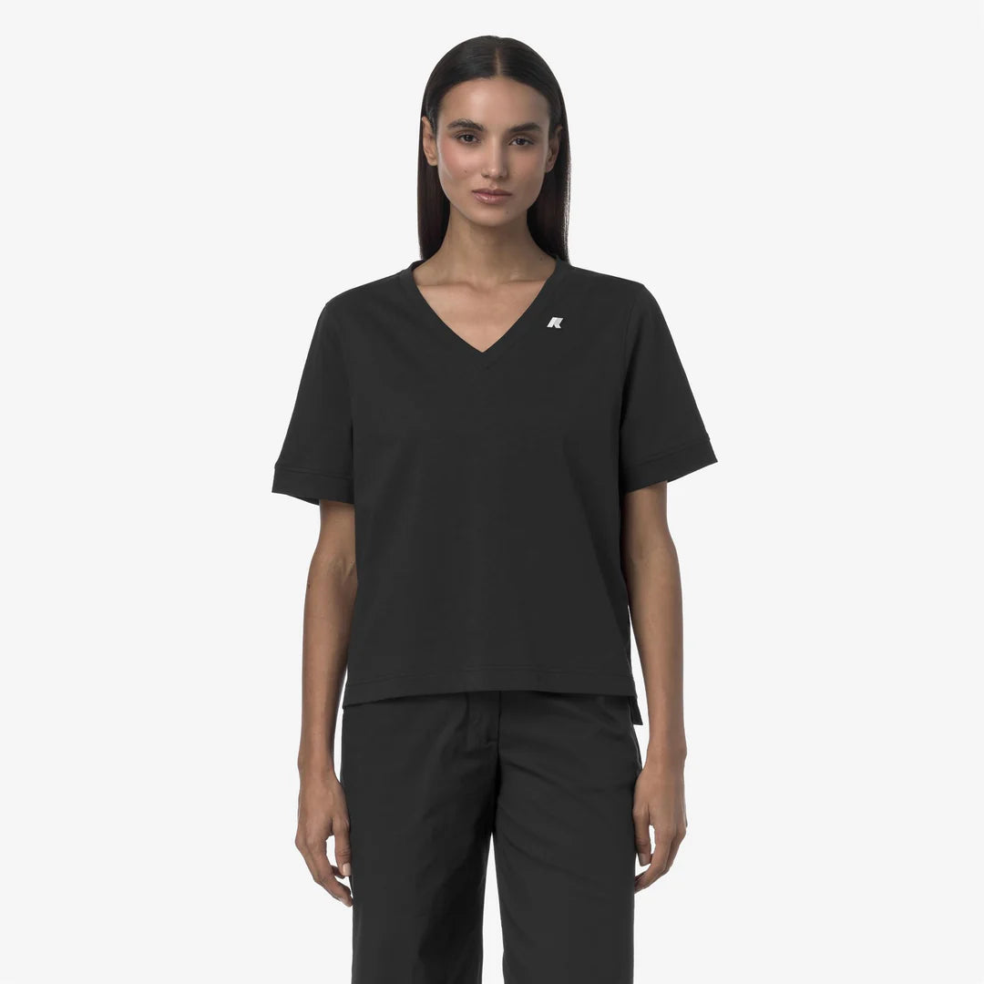 K-WAY T-Shirt donna in Cotone vestibilità regular scollo a V - K2148FW mod. Leda jersey