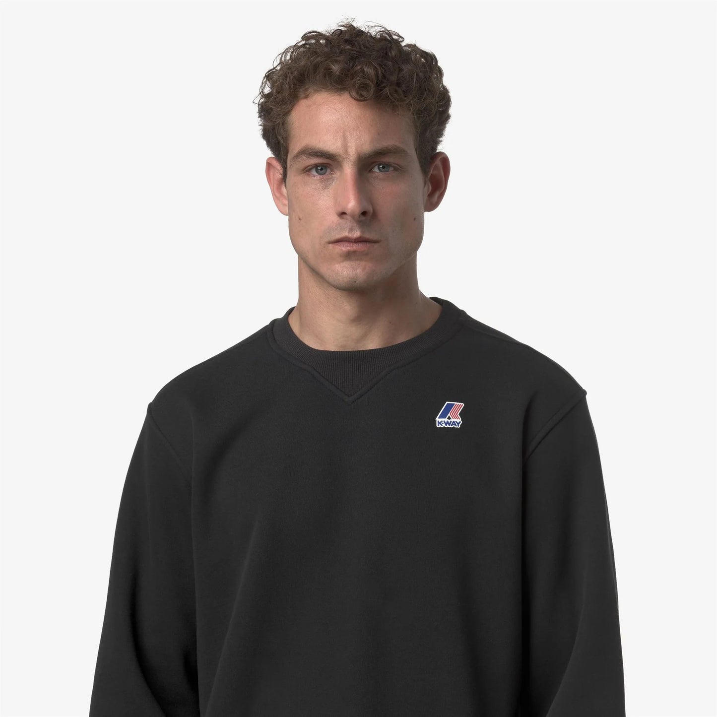 K-WAY Felpa uomo girocollo unisex in pile spazzolato nero per attività all'aperto K6132MW USY