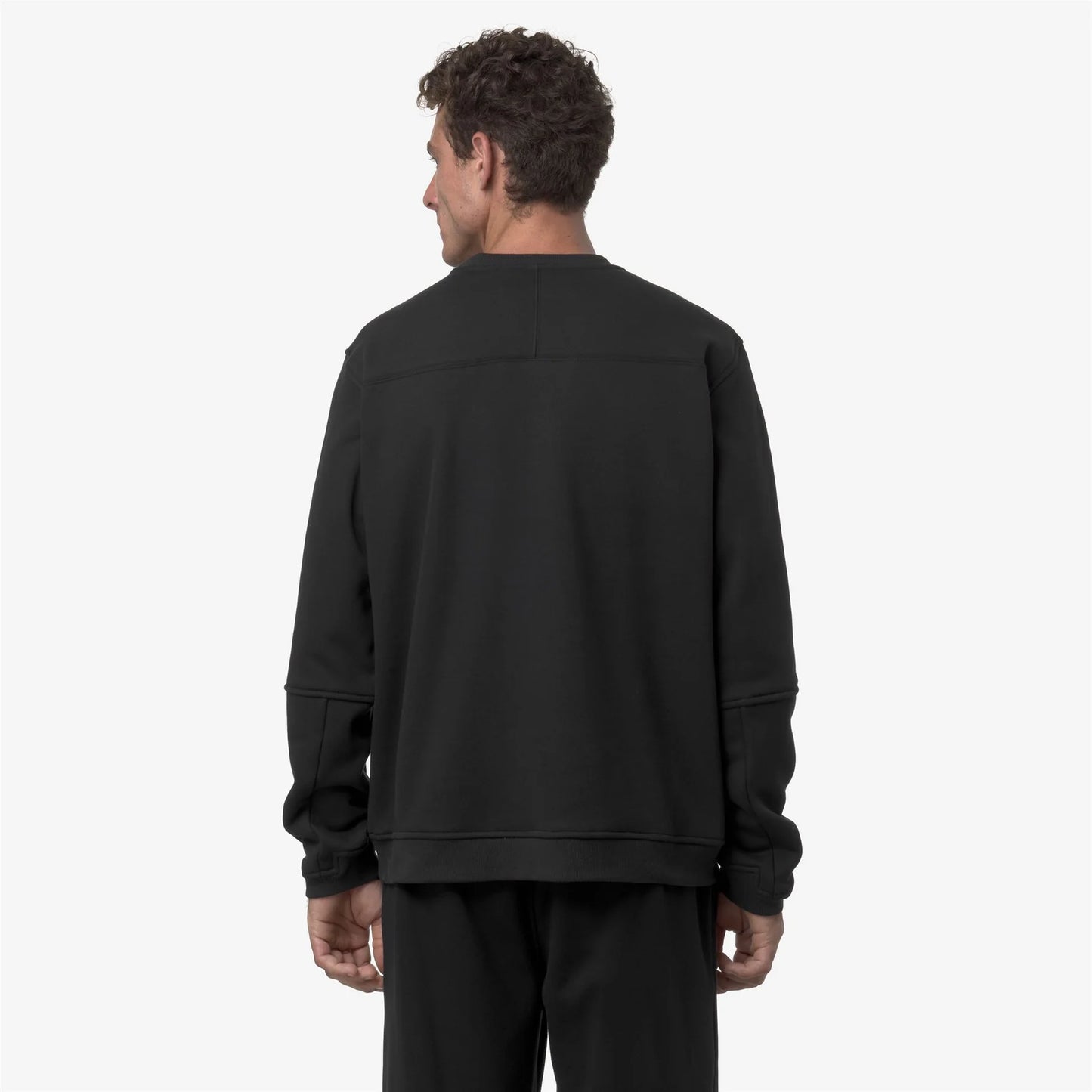 K-WAY Felpa uomo girocollo unisex in pile spazzolato nero per attività all'aperto K6132MW USY