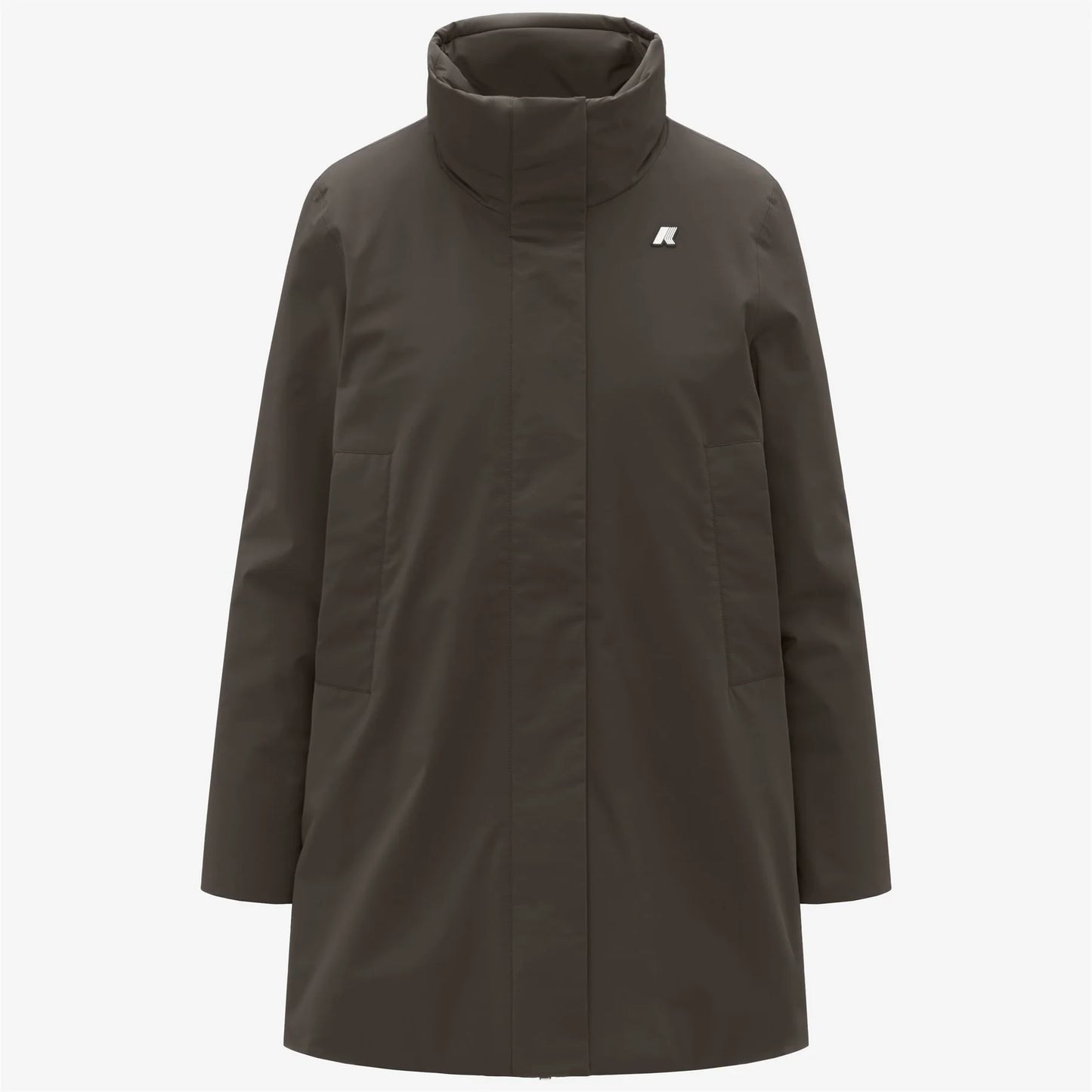 K-WAY Marla Capospalla donna calda di media lunghezza con cappuccio da donna, colore oliva nero. K7125LW XRG