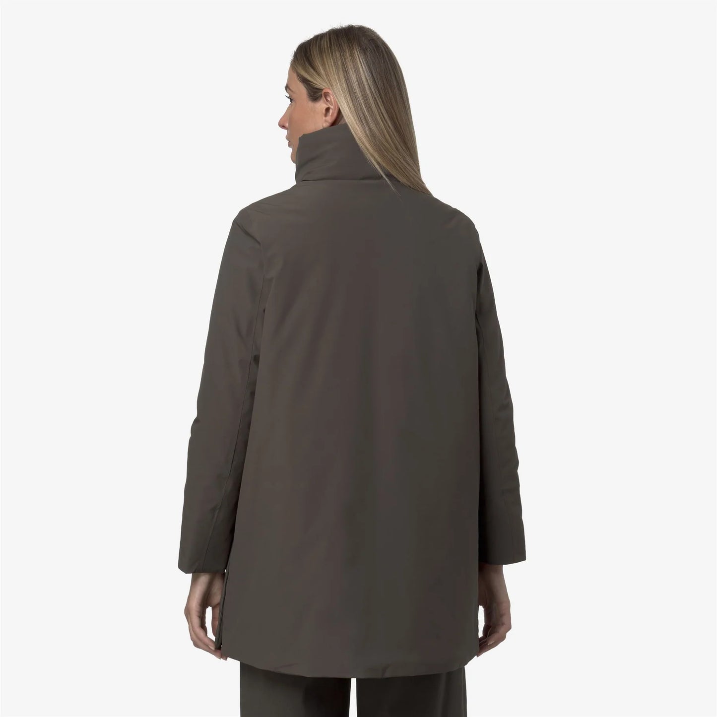 K-WAY Marla Capospalla donna calda di media lunghezza con cappuccio da donna, colore oliva nero. K7125LW XRG