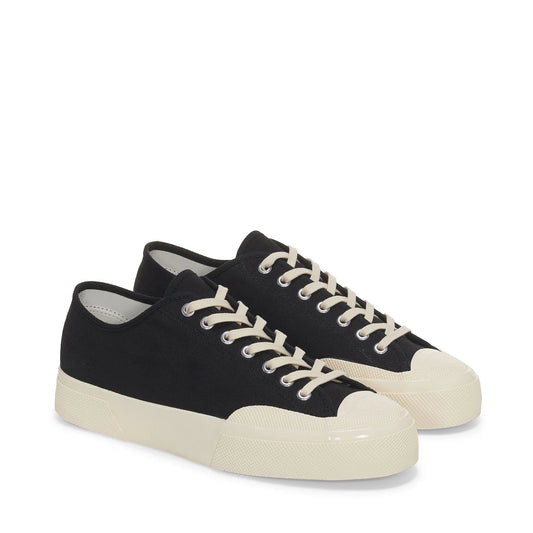 Scarpe Superga uomo tela nera con lacci frontali