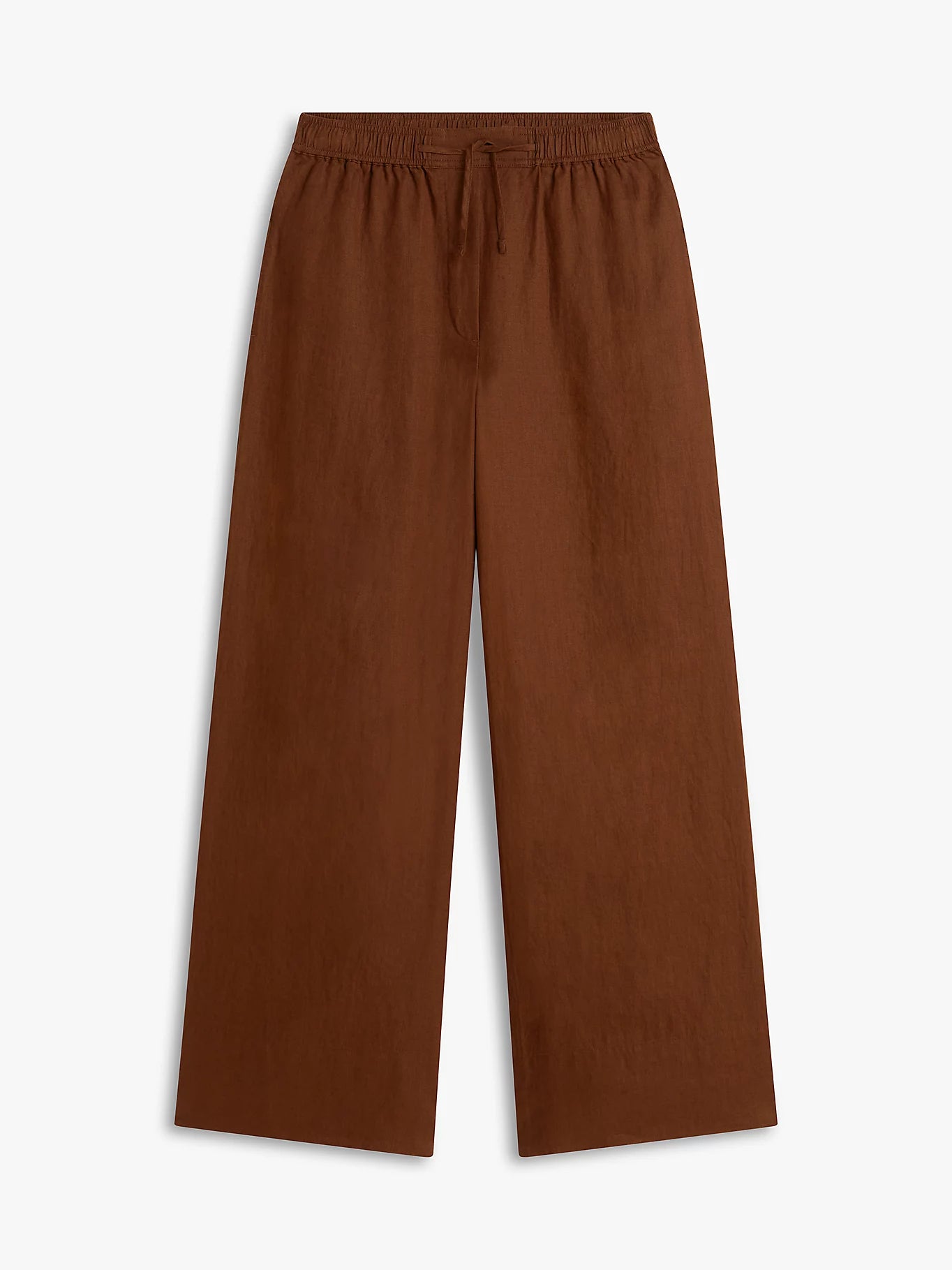Tommy Hilfiger women's relaxed fit wide linen trousers brown WW0WW48970GV0
