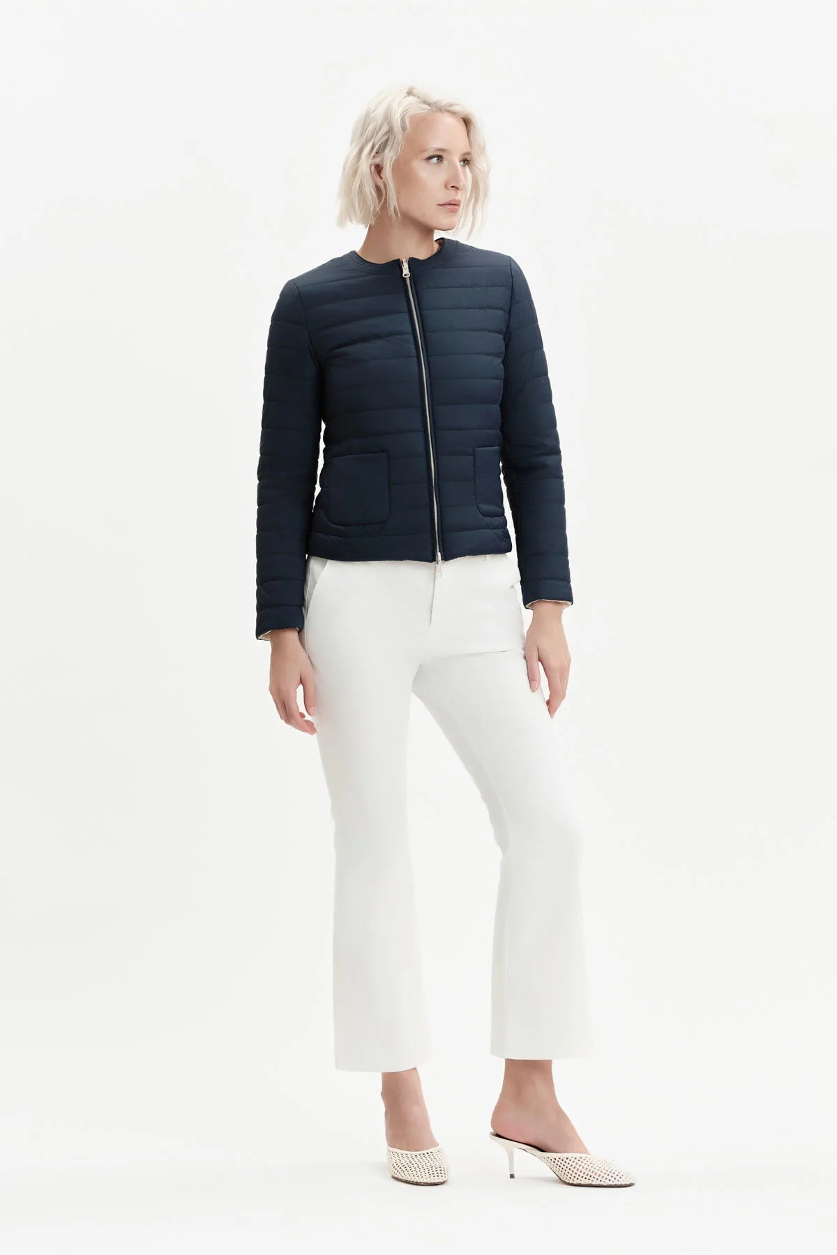 Women's White Wise white flared trousers in stretch sateen