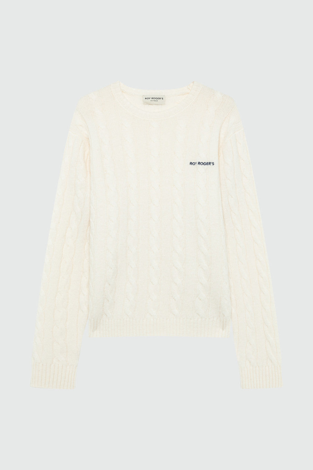 Roy Roger’s Pullover donna in lana e cashmere bianco con lavorazione cable