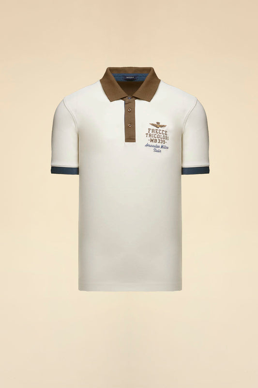 Polo piqué cotone stretch Aeronautica Militare manica corta