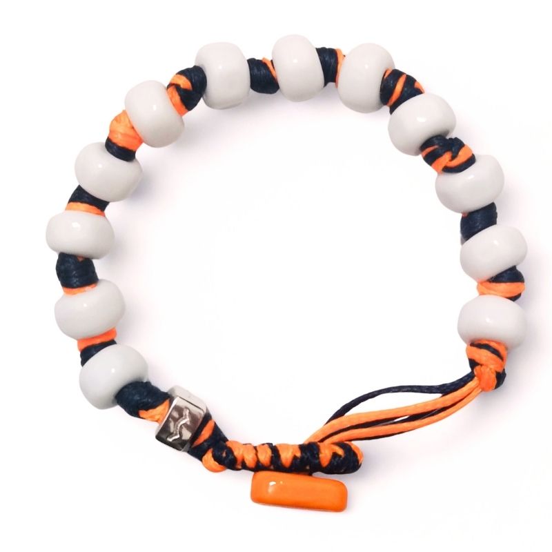 Braccialetto unisex AUA Torino con gocce in vetro a lume e chiusura in argento 925 vista alto