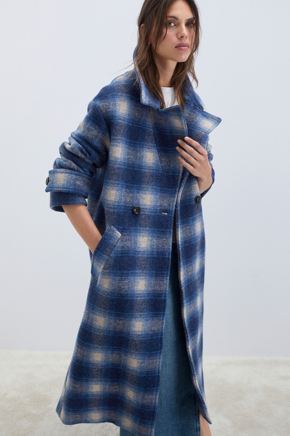 Roy Rogers Women's Coat Double breast check women's outerwear